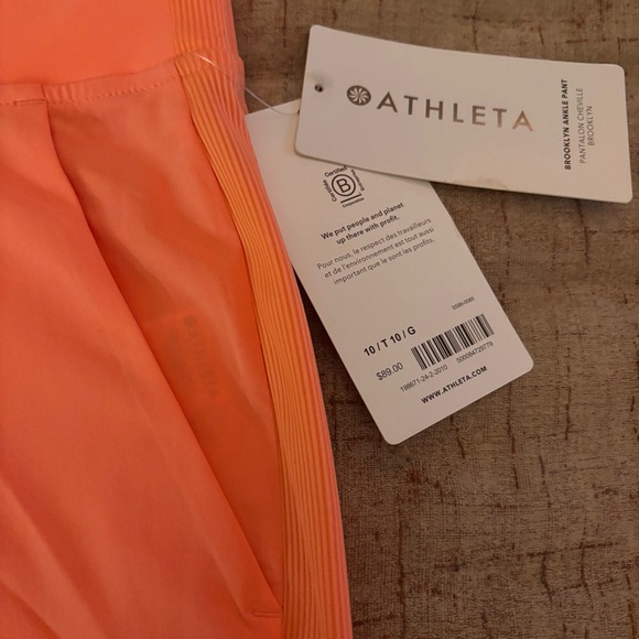 NWT Athleta Women's Vibrant Coral Mid-rise Ankle Pants Sz 10 - Picture 5 of 9